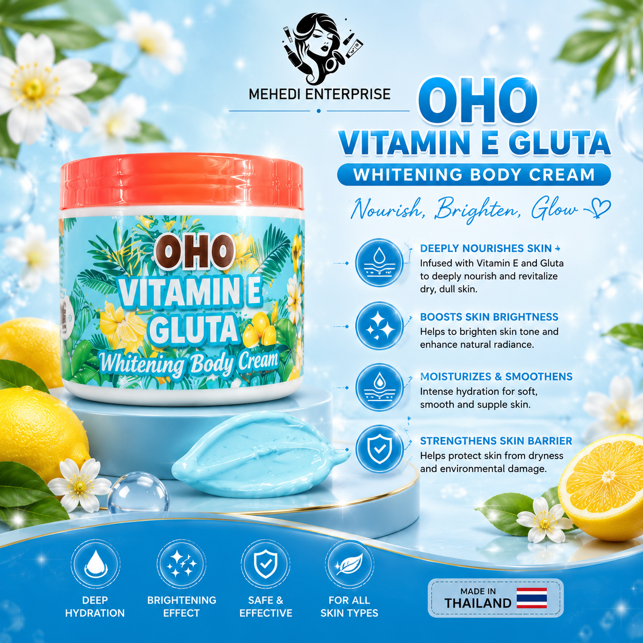 OHO Vitamin E Gluta Whitening Body Cream