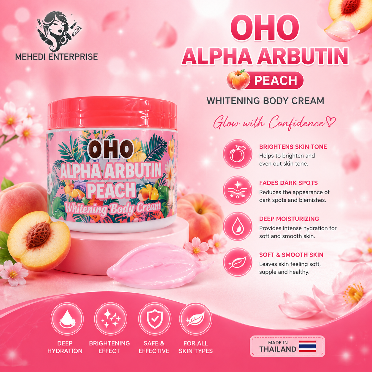 Oho Alpha Arbutin Peach Body Cream